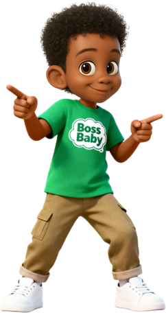 Ashton, a Boss Baby at The ARK, in a green Boss Baby t-shirt
